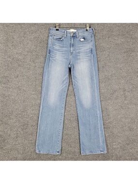 AYR The Pop Mid Rise Medium Wash Cropped Stretch Denim Blue Jeans SIZE 28